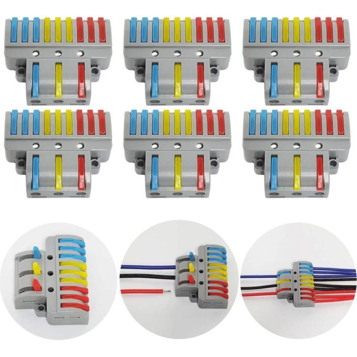 Bornes de Connexion Électrique 6 pcs – Compactes Automatiques 3 Entrées / 9 Sorties