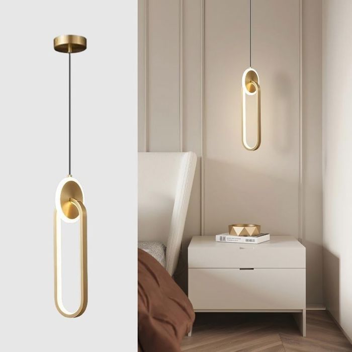 Suspension linéaire à anneau long lampe suspendue ultra-fine en métal avec abat-jour en acrylique lampe de chevet 15 W - Lustre L Suspension linéaire à anneau long lampe suspendue ultra-fine en métal avec abat-jour en acrylique lampe de chevet 15 W - Lustre L