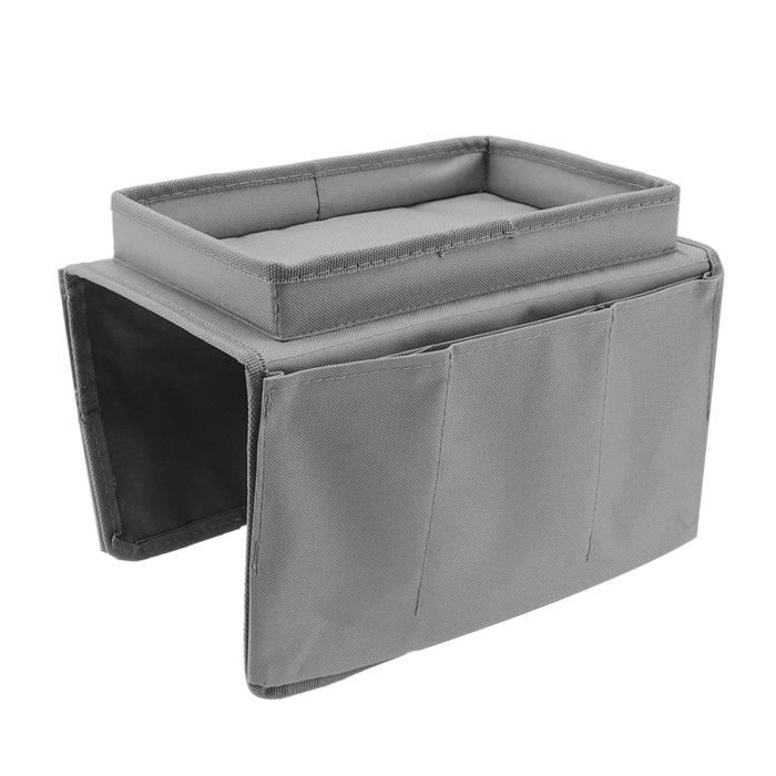 Plateau Canapé Avec Porte-gobelet Et Support Phone - Bambou Et Silicone - Range Télécommande, Snacks, Boissons
