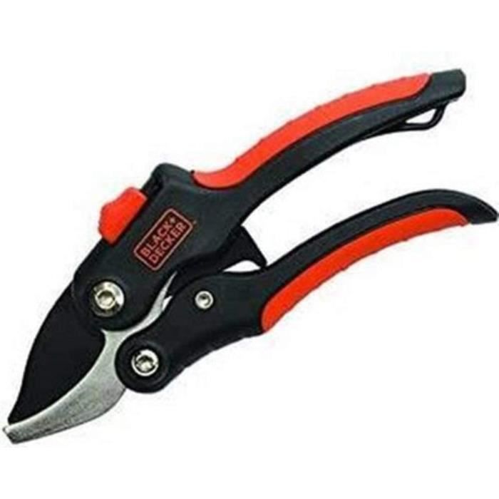 BLACK+DECKER Sécateur Lame Acier Trempé 14 Mm – Soft Grip Jardin Fleurs Haies