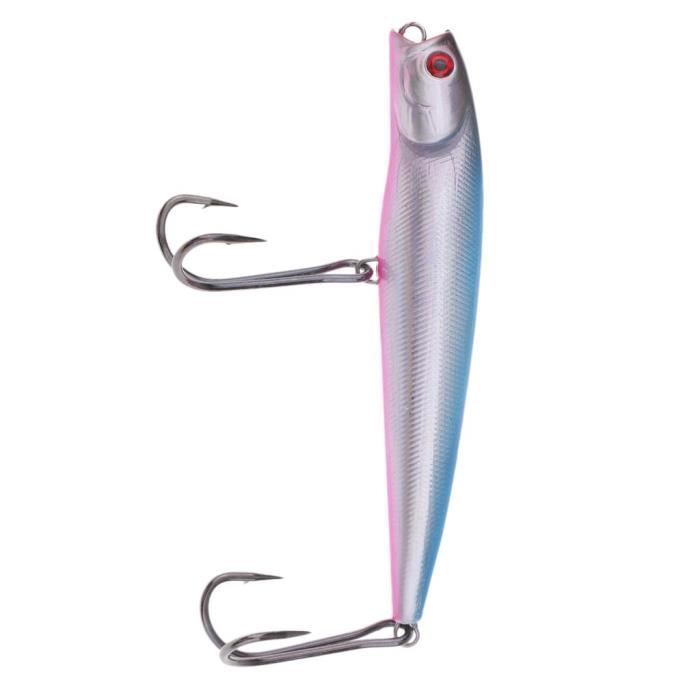 Lot De 5 Leurres De Pêche Popper Flottant - Topwater - Triple Crochet - Appâts Durs