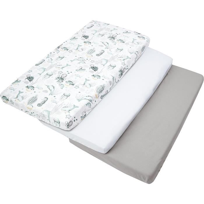 mimaDu Drap Housse 70x140 Drap Housse lit Bebe Drap lit Bebe 70x140 Drap  Housse 60 120 Drap Plat Bebe