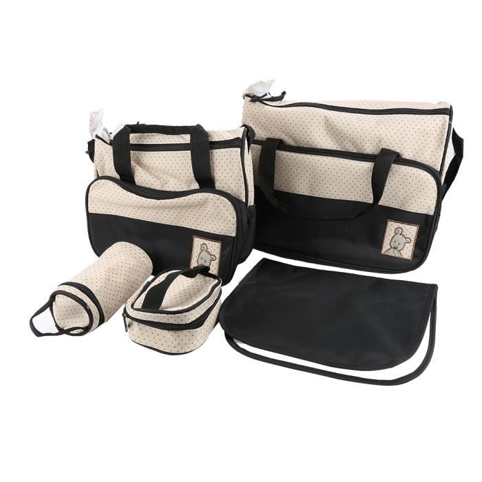 Set De 5pcs Sac A Main Langer Bebe Maman Noir Sac A Langer Noir Cdiscount Pret A Porter