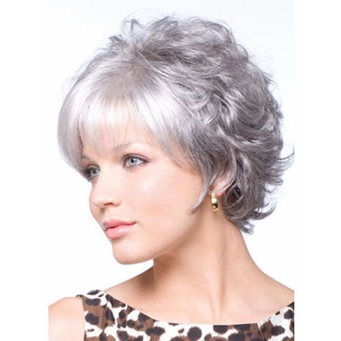 perruque cheveux gris femme