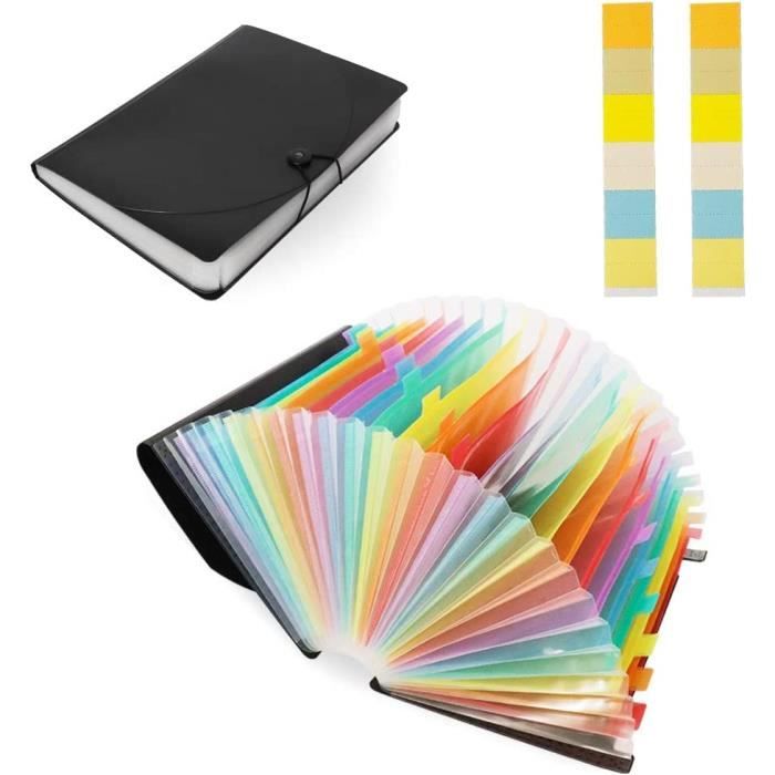Trieur Arc-en-ciel Lot De 2 Porte-documents A4 13 Compartiments - Étanche - Avec Étiquettes - Grande Capacité Classeur Arc-en-ciel