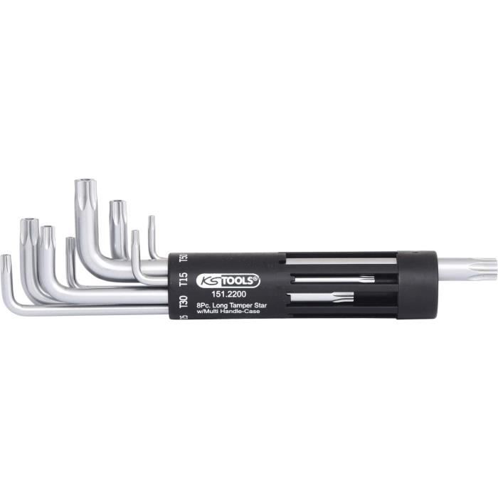 Jeu De 8 Clés TORX Mâles KS Tools 158.3510 - Sur Monture Pliable, Chromage ChromePLus - Pour Visserie Auto/moto/mécanique