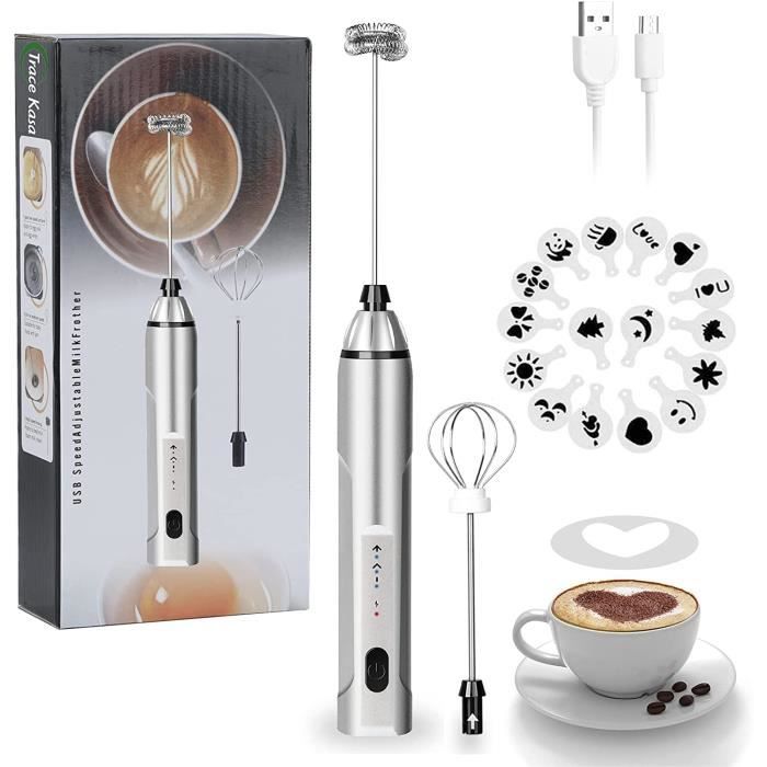 Mousseur à Lait Réchargeable USB - Pour Cappuccino, Matcha, Latte - 14500 Tr/min - Acier Inox