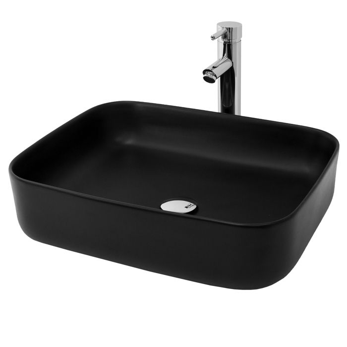Lavabo Céramique Noir Mat Moderne - Vasque à Encastrer 57x48,5x19,5 Cm - LuxeBath