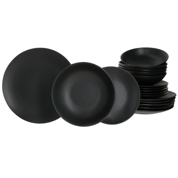 Service dassiettes - MAMBOCAT - Mambocat Lampart Nero - 18 pièces - Noir - Grès Service dassiettes - MAMBOCAT - Mambocat Lampart Nero - 18 pièces - Noir - Grès