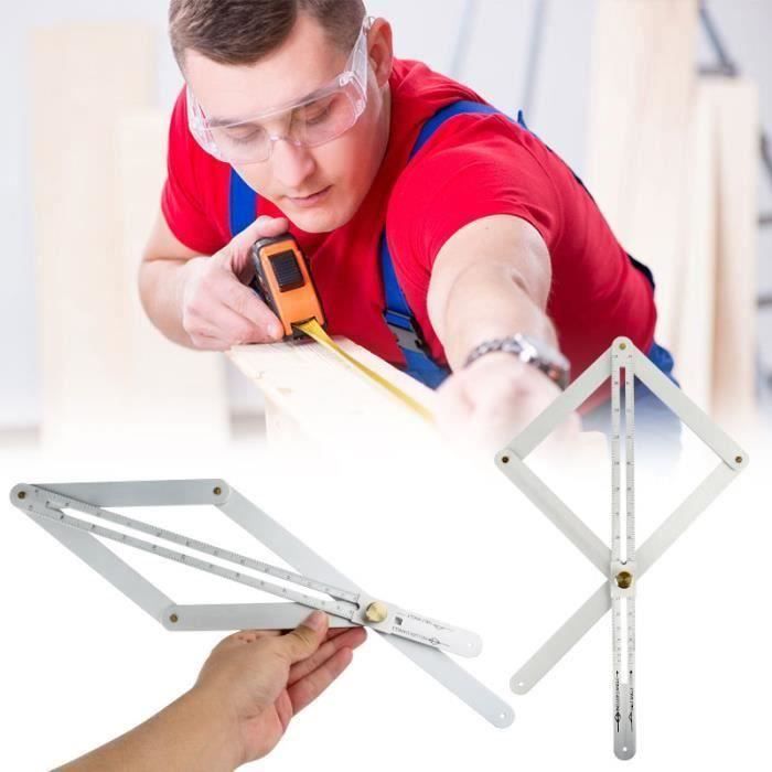KETIPED Règle De Mesure Multi-angles 3D, Rapporteur Carré En Alliage D'aluminium 45/90 Degrés, Règle Triangulaire à Onglet, Outil De Mesure De Haute Précision Pour Ingénieur, Charpentier, Bleu