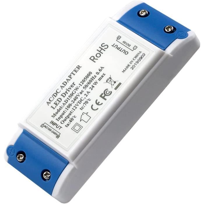 Led Transformateur, 24W Led Driver 12V Dc 5A Convertisseur Led Transfo