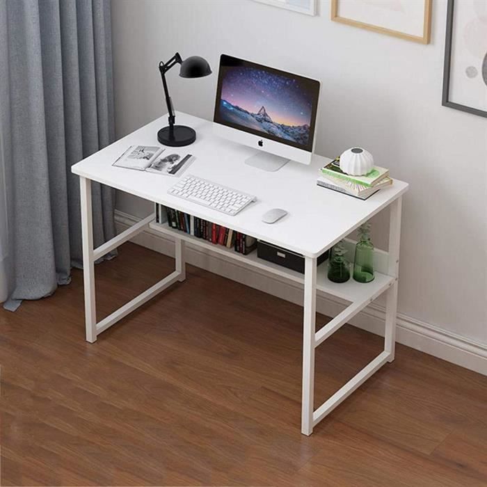 Bureau dordinateur en forme de L Table de PC pour grande salle avec 2 étagères pour la maison et le bureau 