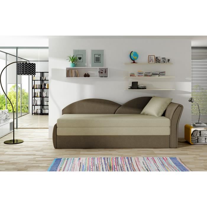 Canapé en lit Convertible avec Coffre de Rangement 3 Places Relax Droit - en Tissu - Salon & séjour ARGEA (Beige + Marron)