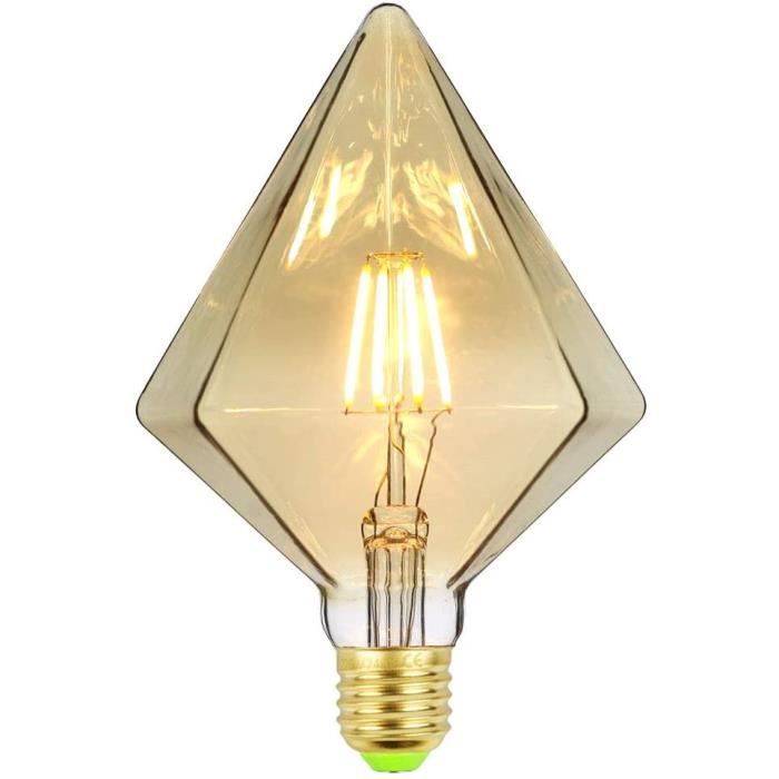 220/240 V culot E27 4 W couleur blanc chaud 2 500 K 350 lumens Tianfan Ampoule LED décorative de forme pyramidale et de style Edison vintage 