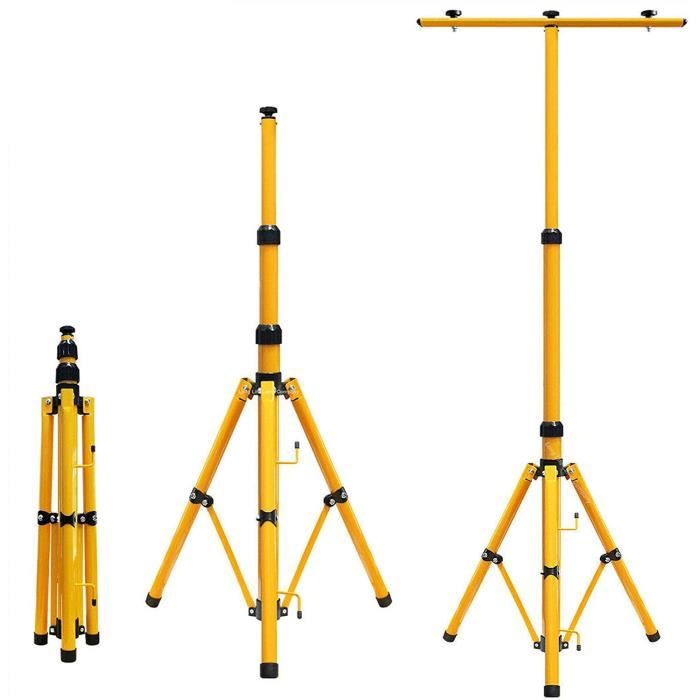Jiubiaz Trépied Télescopique Pour Projecteurs De Chantier, Trépied De Projecteur De Chantier, Projecteur LED, Lampe De Travail Sur Trépied En Acier, Trépied De Projecteur Réglable En Hauteur, Support