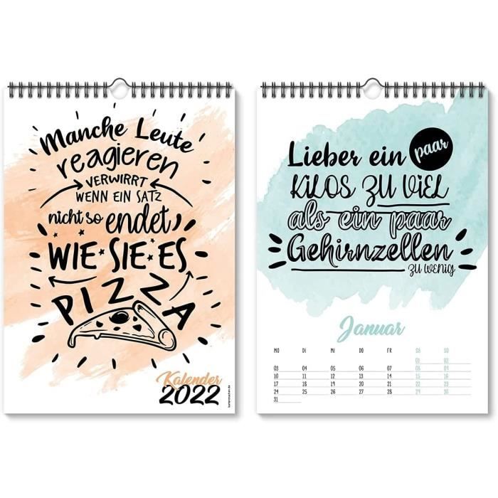 Calendrier Mural 22 Avec Citations Humoristiques Format 210 X 297 Mm De Haut Avec Inscriptions A L Aquarelle 385 Cdiscount Beaux Arts Et Loisirs Creatifs