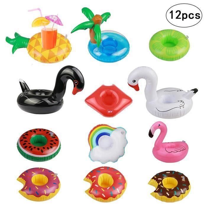 Porte Verre Gonflable Piscine Plateau Gonflable Bar Flottant pour Pool Party et Jouets de Bain pour Enfants Porte Gobelets Gonflable 9 pcs Porte Verre Piscine type B Gonflables Porte-Boissons