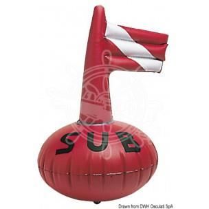 Bouée De Plongée Gonflable Orange 85 Cm + Drapeau + Corde 20m - Flottabilité 35kg, 5 Anneaux D - Idéal Pêche Sous-marine Et Snorkeling