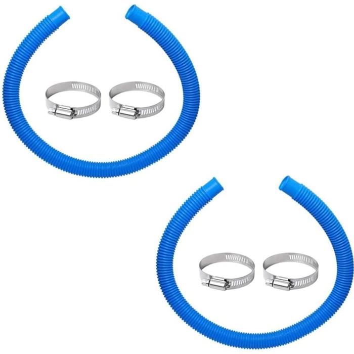 Lot De 2 Tuyaux De Rechange Pour Piscine Hors-sol - Diamètre 32 Mm, Longueur 1,5 M - Avec 4 Pinces
