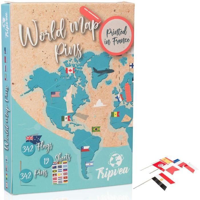 289 Punaises Drapeaux Du Monde - Épingles Carte Voyage Avec Tableau En Liège, Décoration Bureau