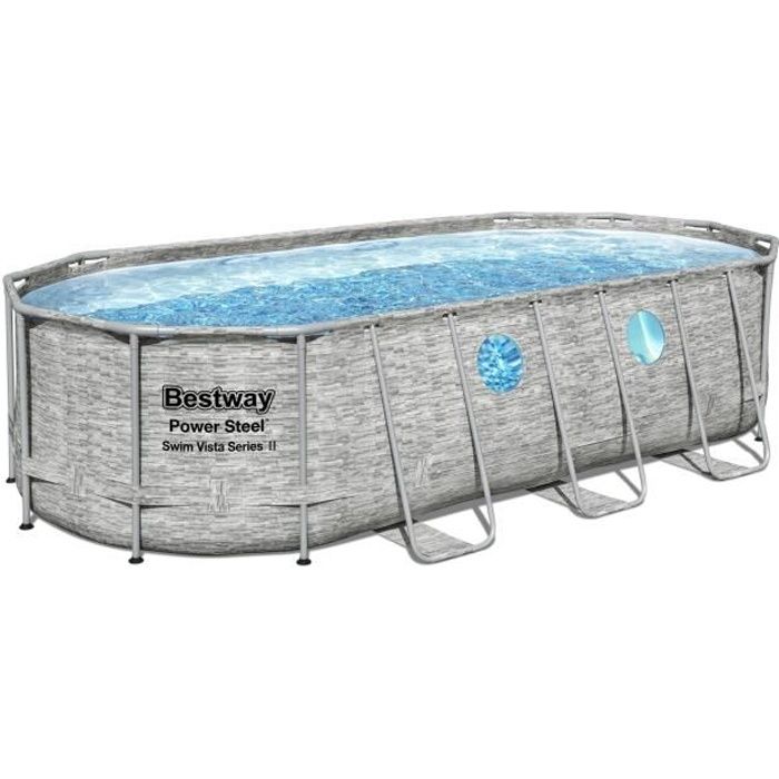 Kit Piscine hors sol - BESTWAY - Power Steel - 549 x 274 x 122 cm - Ovale (Avec pompe de filtration,