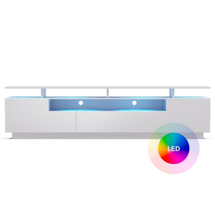 Blumfeldt Perth Meuble TV bas LED 3 niveaux blanc 195 x 44 x 50 cm LED