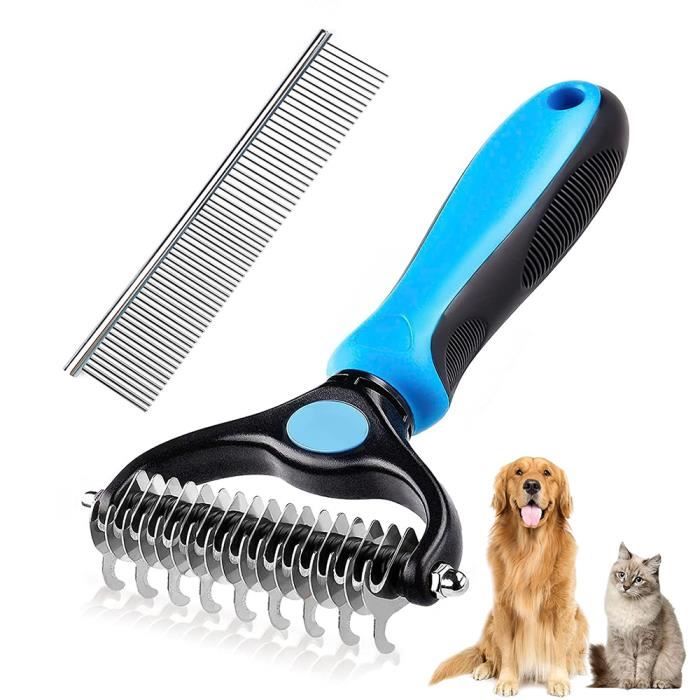 Meilleurs prix pour Brosse Chien et Chat, Brosse Chien Poil Long Toilettage du Chien Râteau Dents à Double Face 17+9 Élimine Les Nœuds
