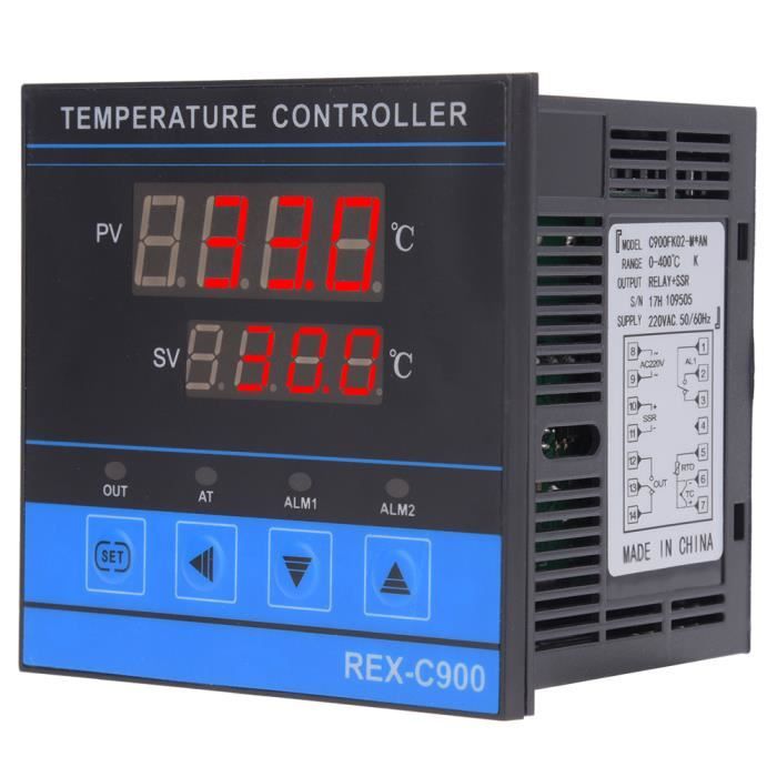Contrôleur Température PID REX-C100 0-1300°C - Avec Sonde K, Relais SSR 40A - Thermostat Numérique Réglable
