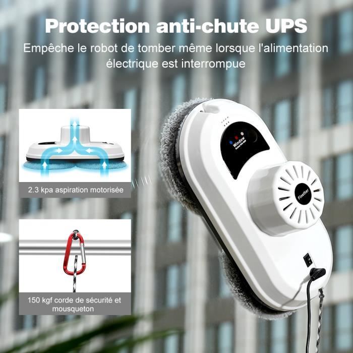 Robot Lave-vitres Aspirateur Avec Télécommande - Ultra Fin, Sécurité, Neuf Sous Emballage