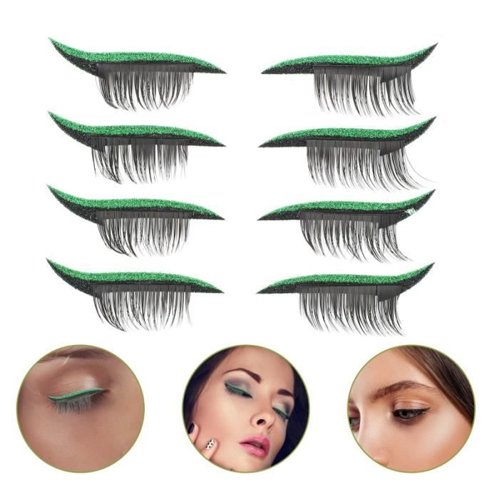 4 paires d'eyeliner Decal Brillant Stickers Eyeliner Natural Eyelash mascara maquillage visage