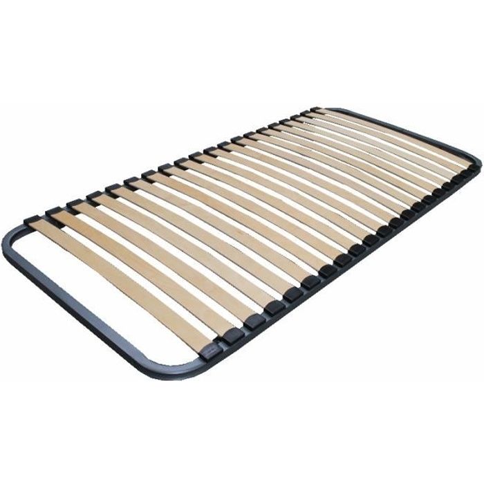 Sommier cadre à lattes C20 80 x 190 - HEVEA SELECTION - 20 lattes multiplis cintrées en hêtre - Bleu - Gris
