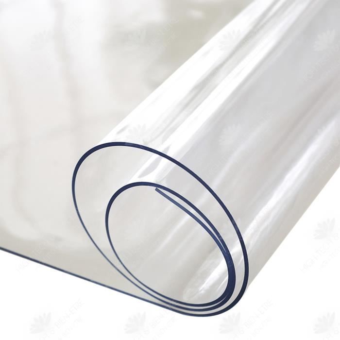 HTBE® Tapis de table transparent en PVC écologique imperméable, résistant à l'huile, anti-brûlure 70cm panneau de cristal