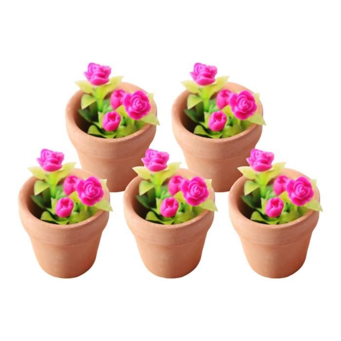 jardin Échelle 1:12 roses dans un pot de maison de poupées miniature fleurs 