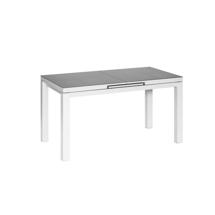 table rectangulaire extensible pour 6/8 personnes - gris perle - 180/240 x 100 x 76 cm - jardiline - aluminium