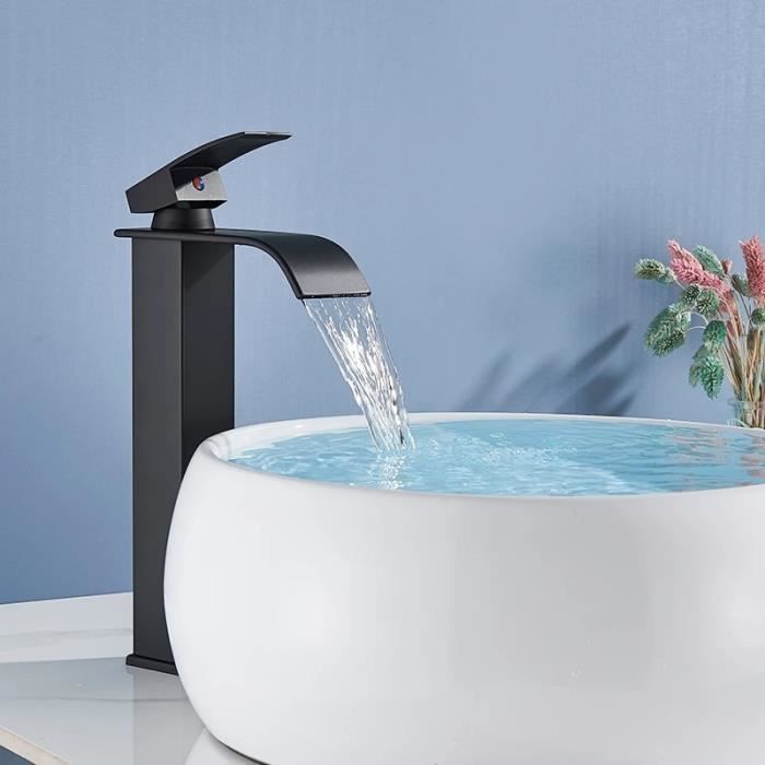 ANVAVA Mitigeur Lavabo Noir Robinet Cuisine Monocommande avec Cartouche en Céramique et Aérateur ABS Démontable pour Baignoire ou Bassin Robinet Salle de Bain avec Eau Froide /& Chaude Disponible