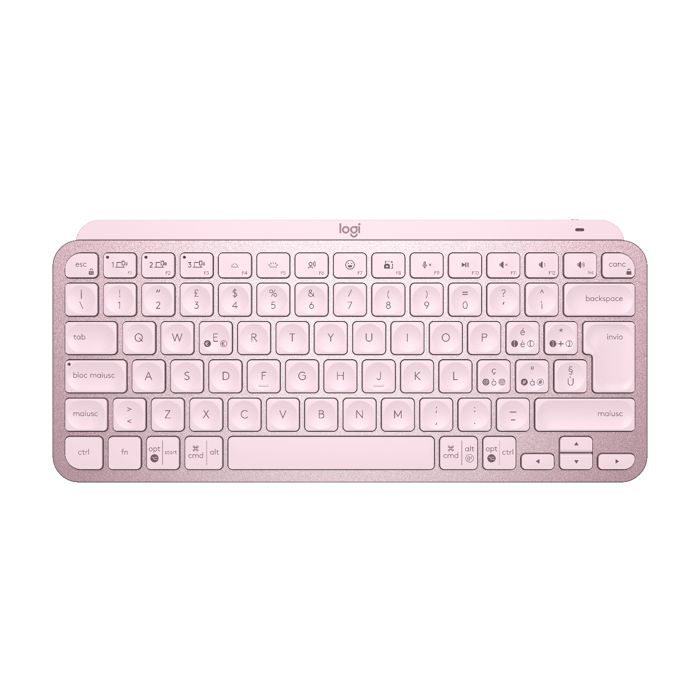 Logitech MX Keys Mini - Clavier compact rétroéclairé RF/Bluetooth QWERTY (italien) Rose
