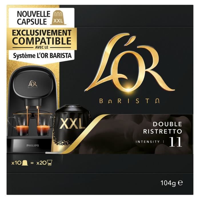 LOT DE 10 - L'OR Barista Double Ristretto Intensité 11 - 10 capsules de café compatibles avec le système L'OR BARISTA
