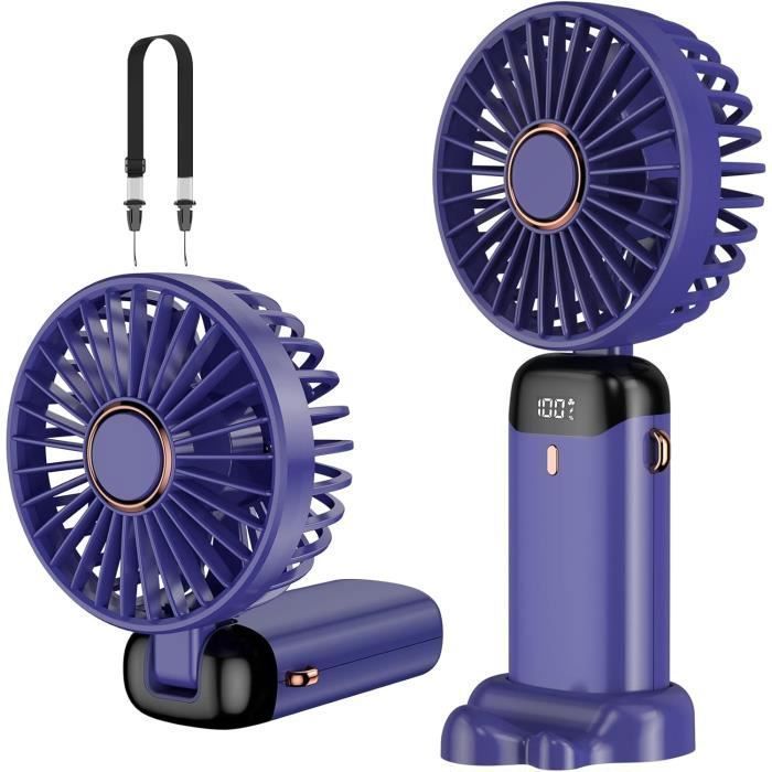 Mini Ventilateur Portable - MIOLOE - USB Rechargeable - 5 Vitesses - Pliable - Bleu - Mio
