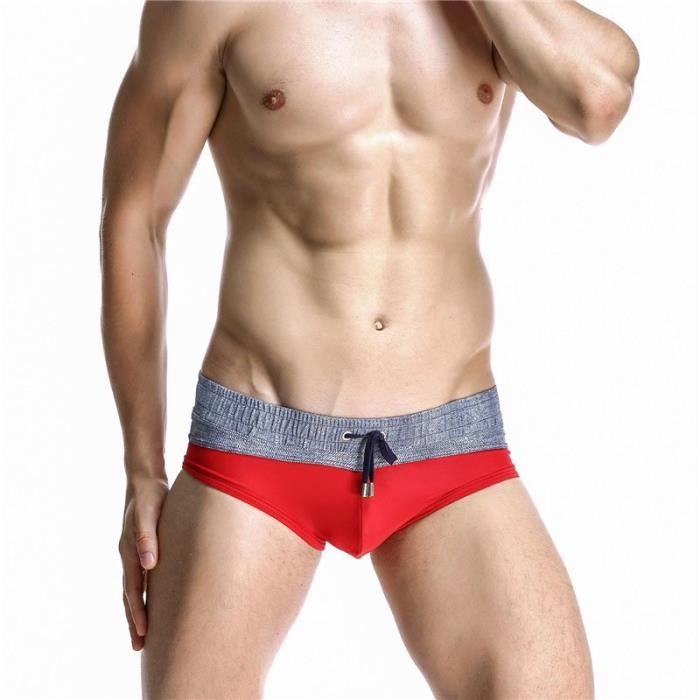 Maillot de Bain Homme Piscine Taille Élastiquée Slip de Bain Homme