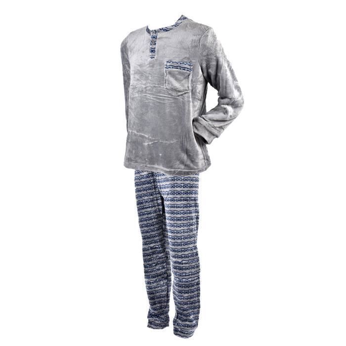 Pyjama 2 Pièces Homme En Tissu Doux à Carreaux - Manches Longues, Pantalon - Confortable Pour L'automne Et L'hiver