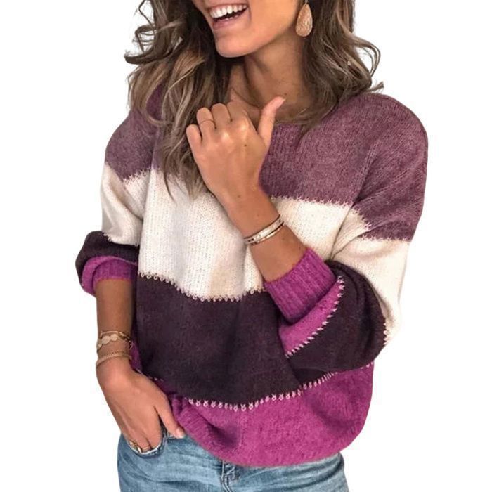 Pull Femme Chaud Col Rond - Sweat Doux Et Confortable Pour Automne/Hiver, Coupe Ample Et Décontractée