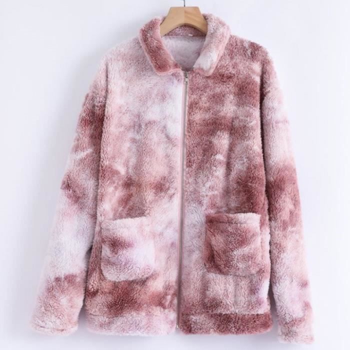 Les umes Pull polaire pelucheux avec poches pour femme