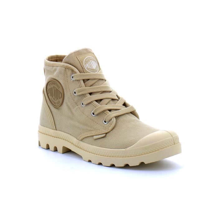 Basket PALLADIUM PAMPA HI Beige Homme Lacets plats Textile Sahara Cdiscount Chaussures