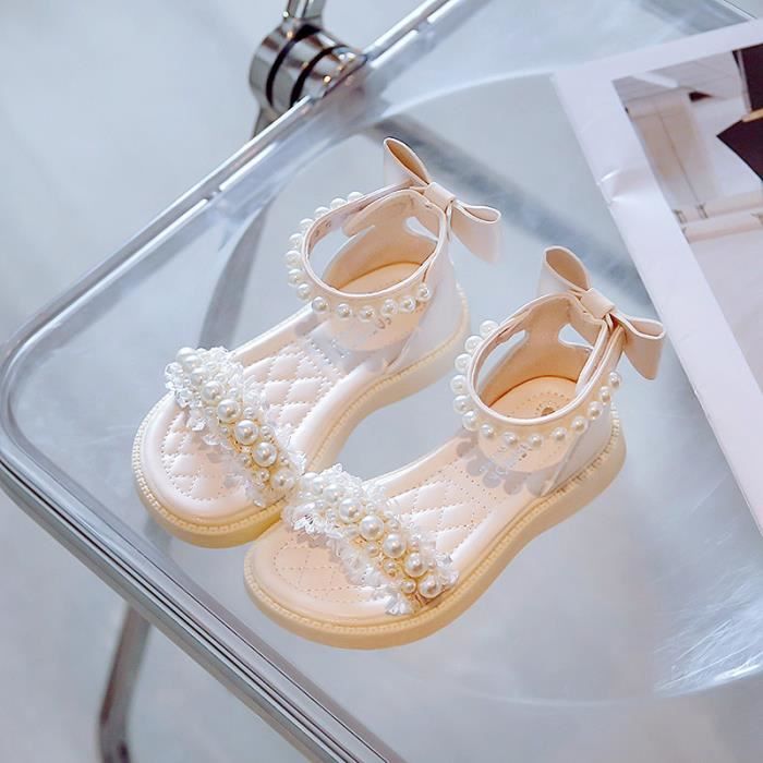 Sandales Fille Enfant - Design Maille Avec Strass - Semelle Antidérapante - Confortables Pour L'Été