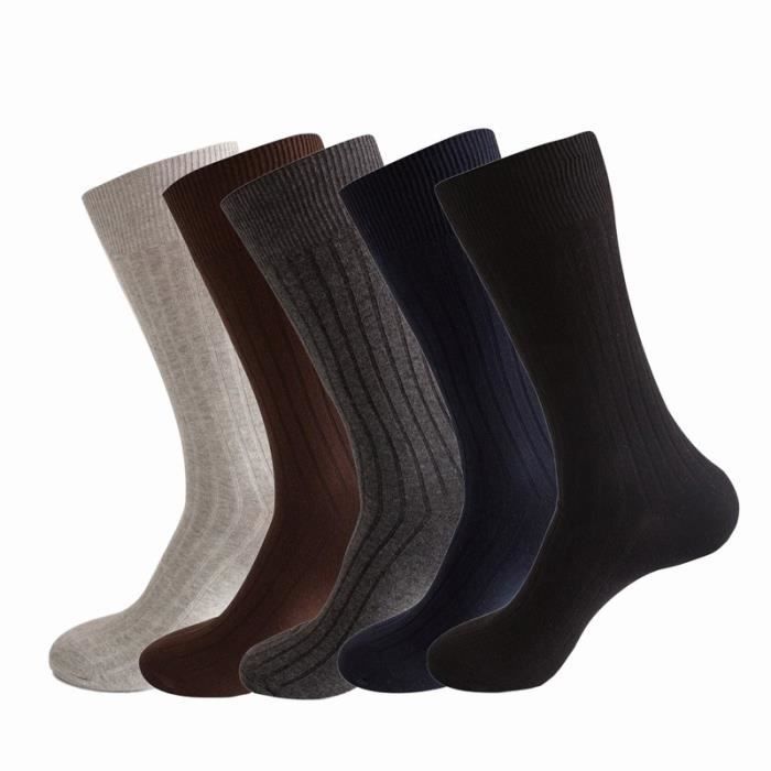 COOLORFOOL 1 Paire De Mi-bas - Chaussettes Hautes - Homme - Fil D'écosse De Luxe - Fines Et Douces 100% Coton Beige T38/40