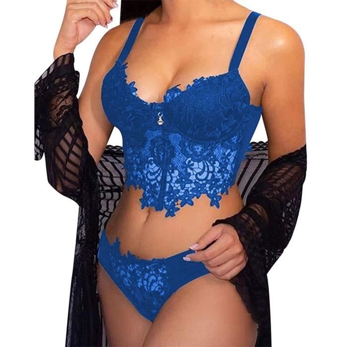 Ensemble Lingerie Dentelle Femme Yutdeng - Soutien-Gorge Push-Up Et String, 65% Coton, Romance Et Confort