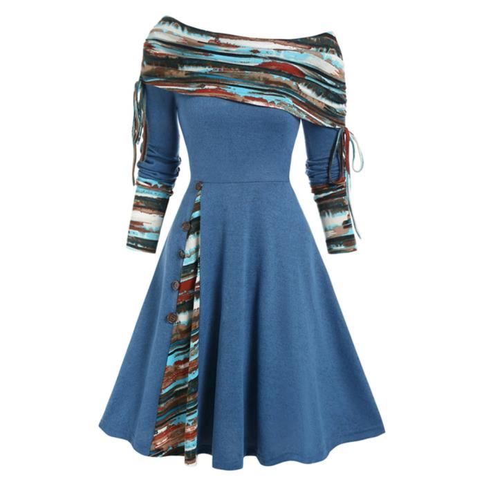 Robe Pirate Femme FYMNSI - Épaules Dénudées Manches Longues - Mini Robe Carnival - Polyester - Tailles S-XL
