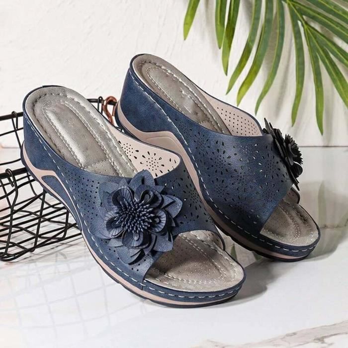 Sandales Femme à Talon Compensé - Confort Orthopédique - Style élégant Pour Mariage, Soirée, été - Taille 36 à 40 - 2