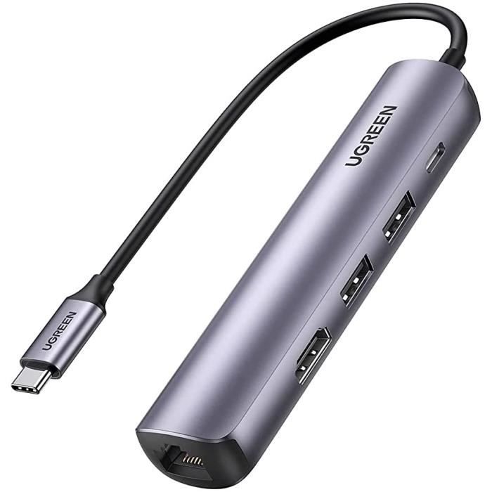 UGREEN Hub USB C 5 en 1 Adaptateur USB C vers HDMI 4K, RJ45 Ethernet, USB C PD 100W et 2 Ports USB 3.0 Compatible avec MacBook Pro M