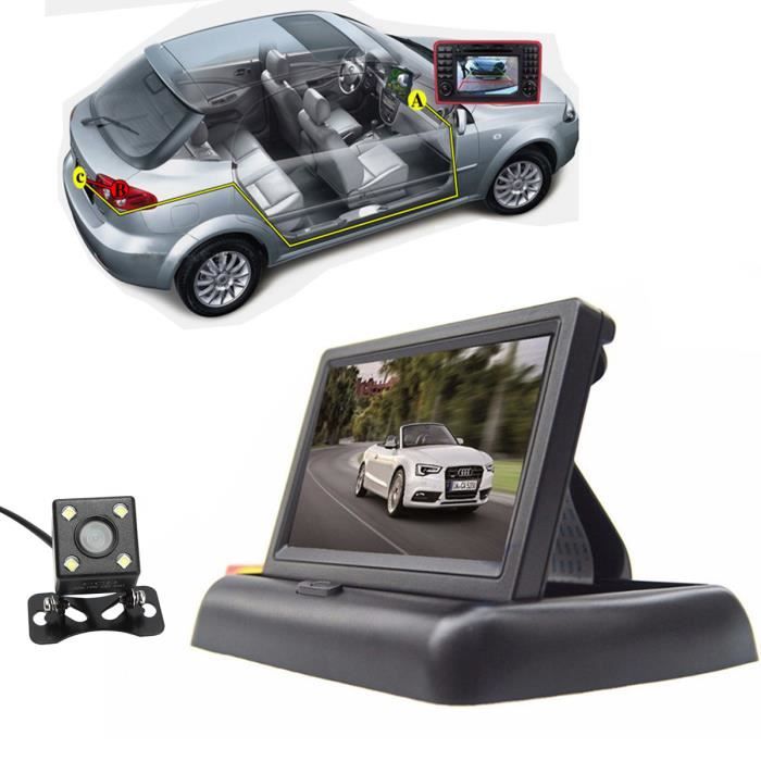 OBEST Caméras de Recul Voiture,Caméra de recul avec écran LCD 4,3 Pouces Étanche IP68,Système d